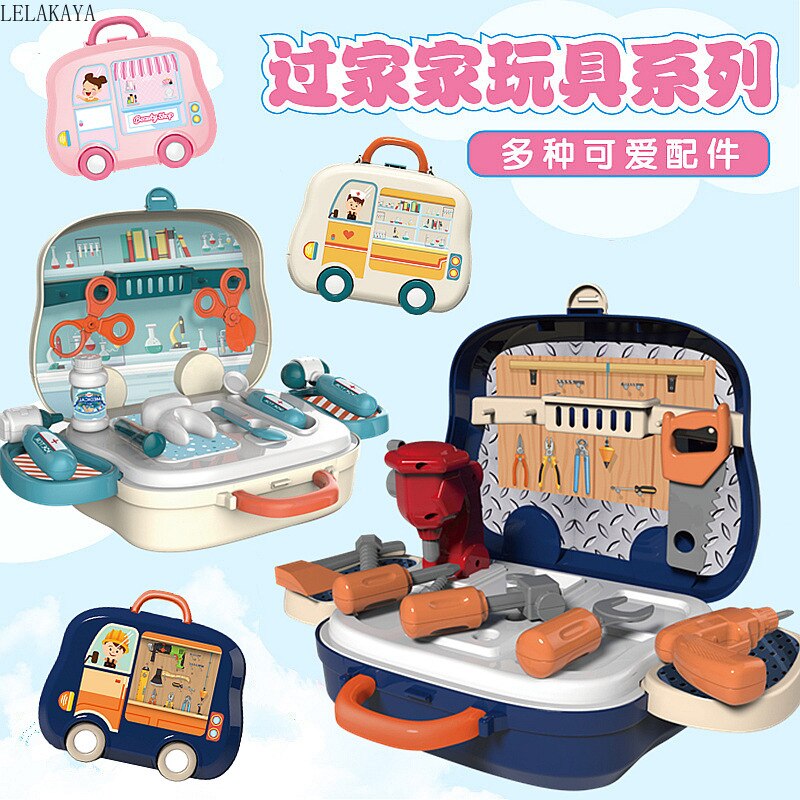 Fantasiespel Kinderen Beauty Mode Speelgoed Simulatie Plastic Keuken Koken Servies Make Up Gereedschap Set Arts Supermarkt Koffer