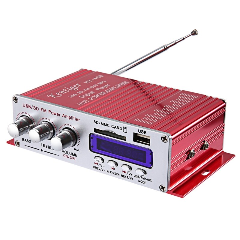 Kentiger hy -400 hi- fi bil stereo forstærker radio  mp3 højttaler med fm lcd display power player til auto motorcykel fjernbetjening