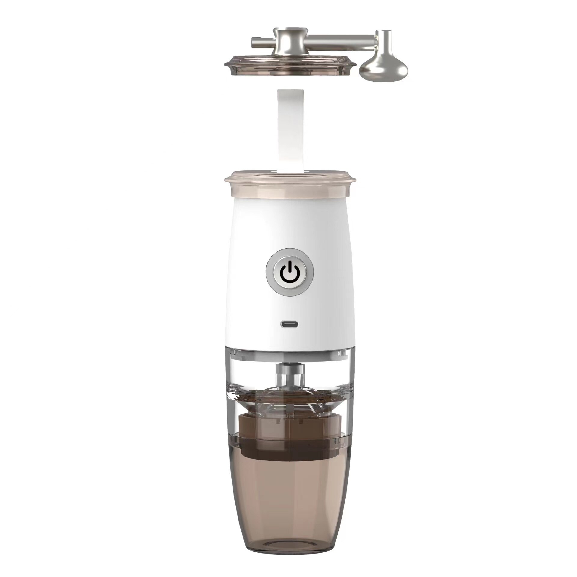 2 in 1 Portable Coffee Grinder Electric Manual Coffee Miller Automatic Coffee Bean Grinder Machine Espresso Maker USB Charging: White with Manual