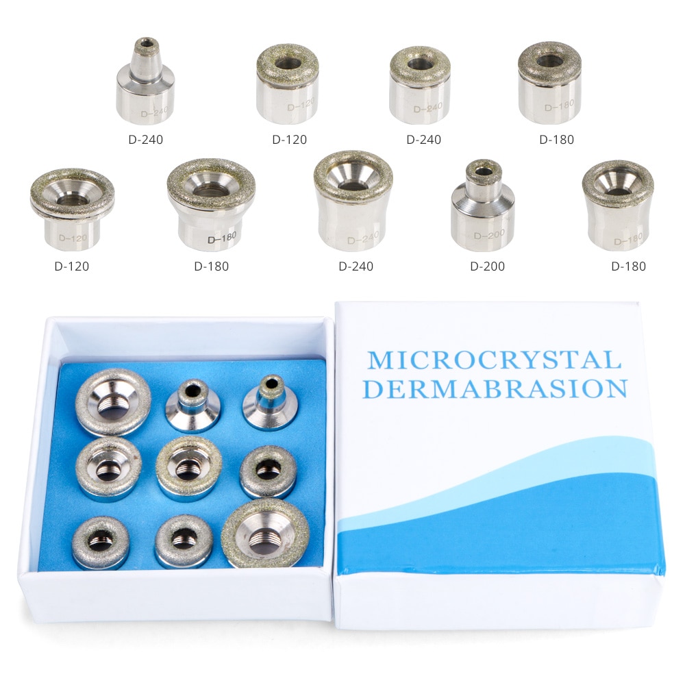 Factory Price Replacement Diamond Microdermabrasion Dermabrasion Tips Stainless Steel Filter Set 9pcs for Dermabrasion Machine