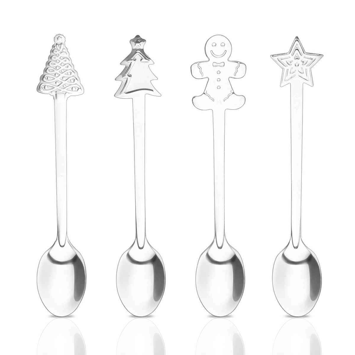 4 stks/set Rvs Koffie Lepel Kerst Koffie Lepels Voor Kid Drinken Thee Lepel Kerst Servies