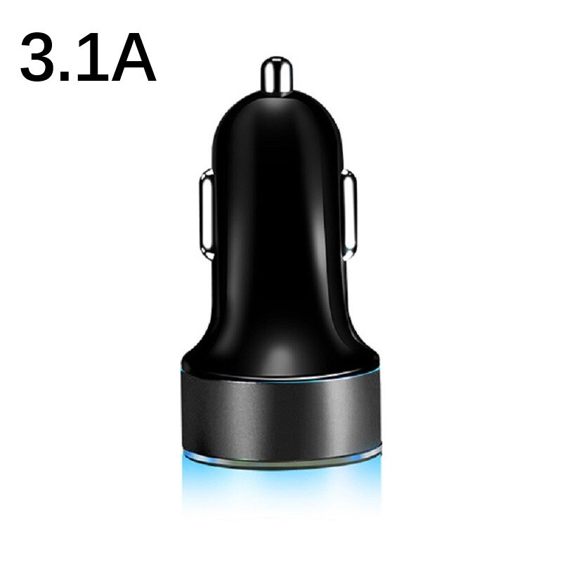 Cargador de coche USB Dual 3.1A 5V con pantalla LED cargador de coche Universal para Xiaomi Samsung S8 iPhone X 8 Plus Tablet: 3.1A-Black