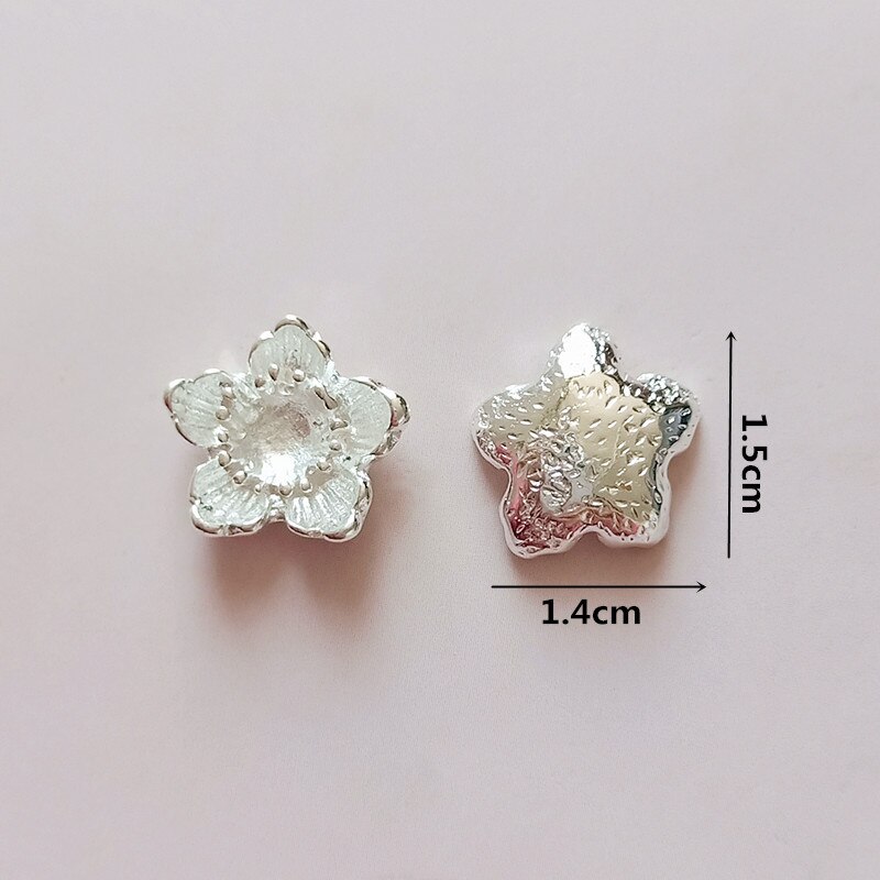 20 PCS 14*15mm Metal Alloy Flowers Tray KC Gold Silver Color Flowers Charm DIY Accessories For Jewelry Making: silver color