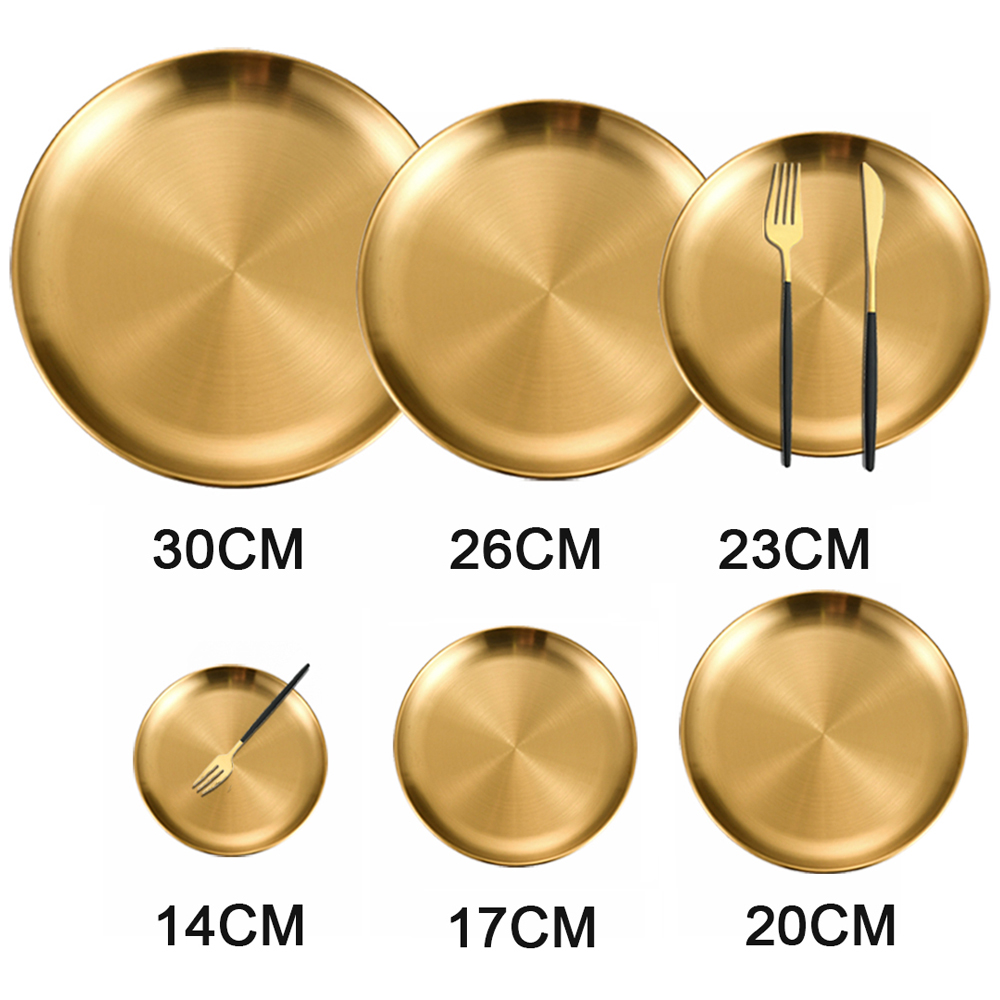 1Pc Edelstahl Runde Platte Knochen Spucken Schüssel Flach Tablett Metall Camping Platte Esszimmer Rabatt BBQ Picknick Gerichte Kochgeschirr