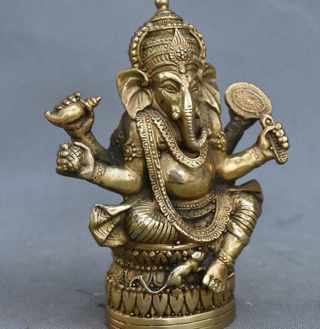 Kopparstaty tibetansk buddhism mässing ganesha ganapati ganesh lord gud elefant buddha staty