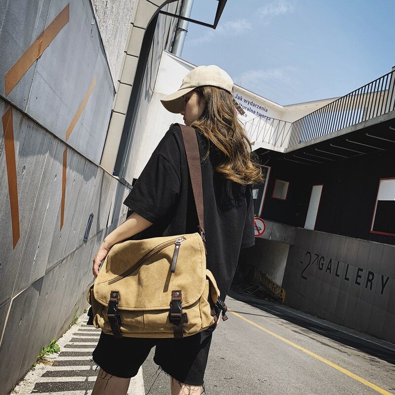 Canvas Tas Mannen Grote Capaciteit Messenger Bag Mannen Mode Een Schouder Differentieel Zak