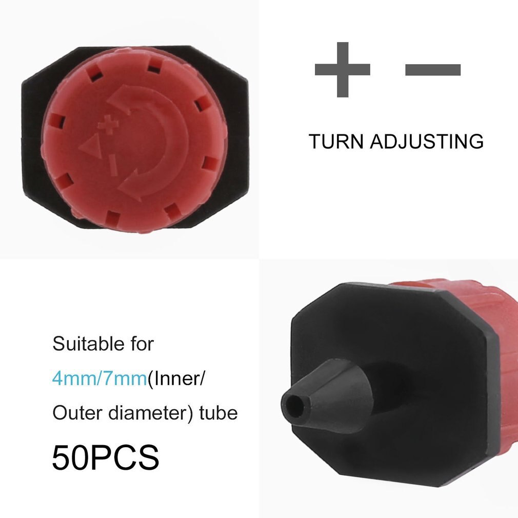 50pcs / Lot Adjustable Garden Irrigation Misting Micro Flow Dripper Head Drip System On 1/4" Barb watering