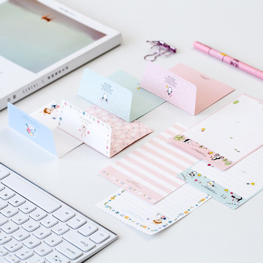 1 pack/lot dessin animé carte de voeux Mini enveloppe lettre ensemble de papier papier Message lettre papeterie papier tampon lettre