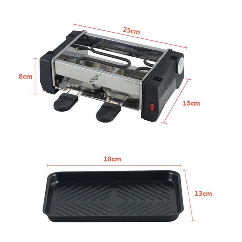 Barbecue à Raclette électrique 1000W, antiadhésif pour 2 à 4 personnes, grille, sans fumée, poêle, appareil de cuisson, 220V