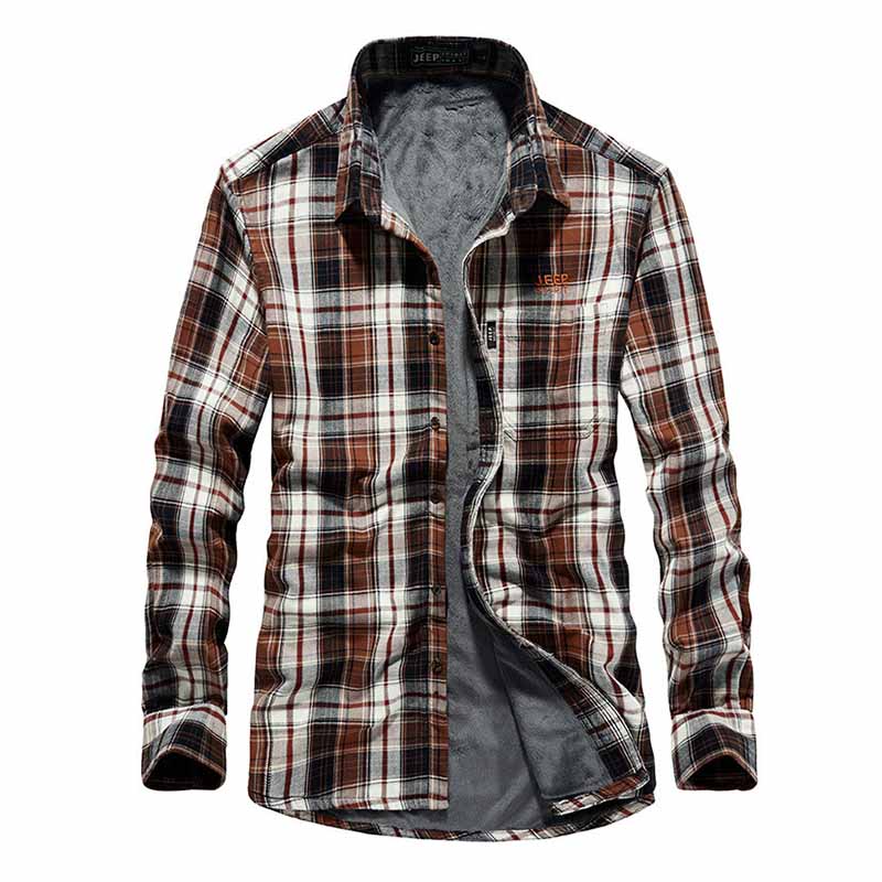 Mcikkny Mannen Winter Fleece Gevoerd Shirts Plaid Katoen Jassen Voor Mannelijke Top Kleding Maat M-3XL Thermische
