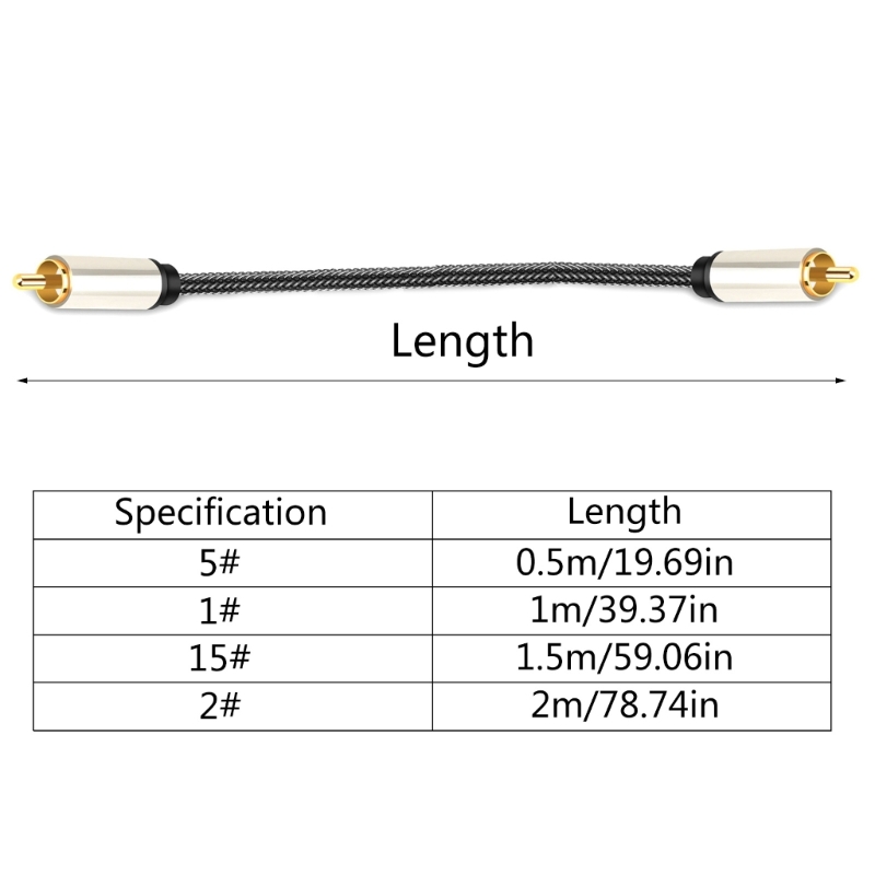 Digital Audio Coaxial Cable 24K Gold Plated Connectors S/PDIF RCA Male to RCA Male for Home Theater, HDTV, Subwoofer