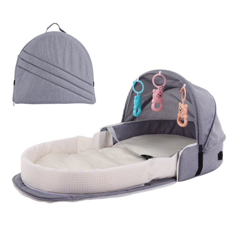 Bærbar bassinet til baby foldbar baby seng rejse solbeskyttelse åndbar spædbarn sovekurv med legetøj: A3