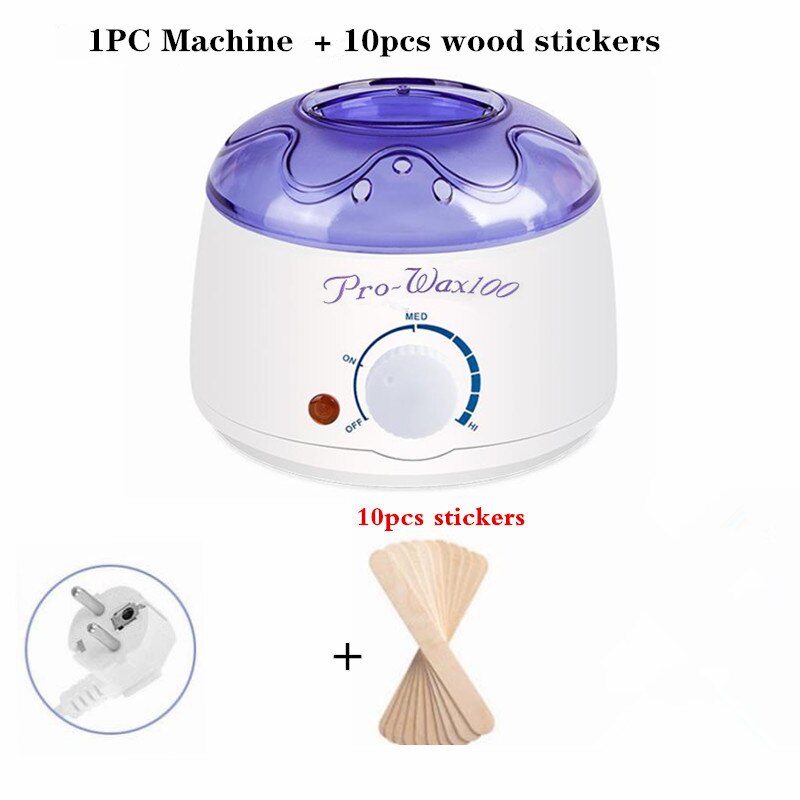 Cera eléctrica para depilación, calentador de granos de cera, pegatinas de madera, juego de depilación, Kit de depilación, , 10 Uds.: EU plug