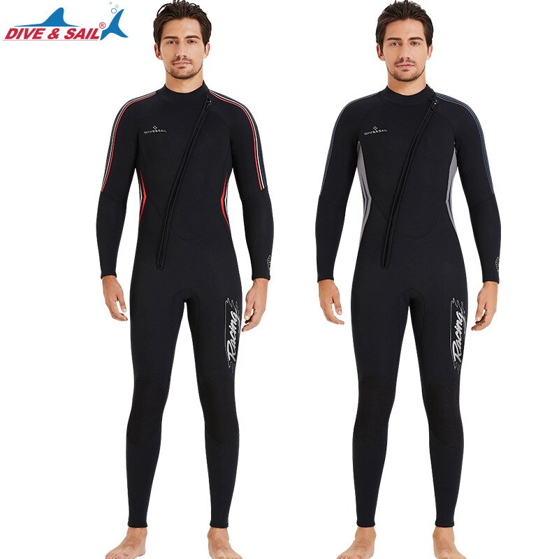 Uomo 3MM Neoprene Full-Body Scuba mute da sub calde cerniera anteriore surf Snorkeling pesca subacquea mute bagnate nuoto