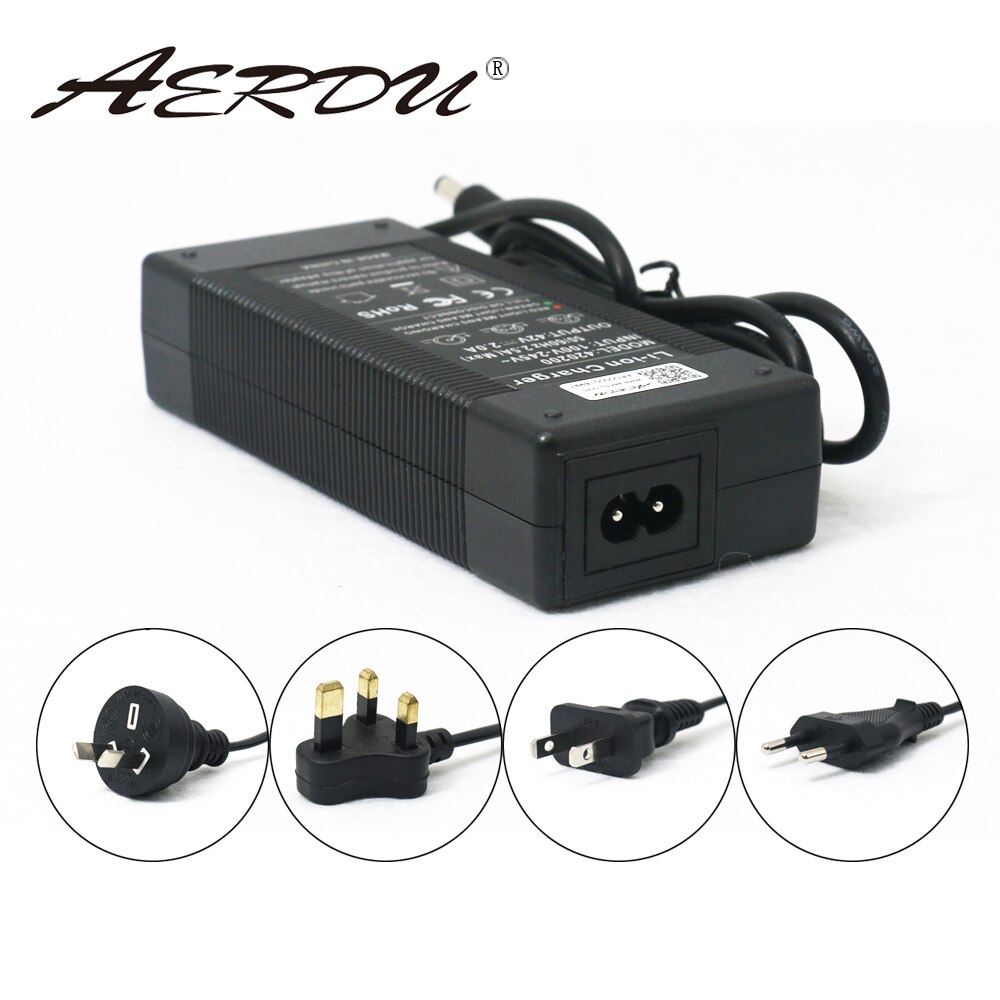 AERDU Lithium-ion Battery Charger - 42V 2A 100-240V AC DC Power Adapter - Fast Charging