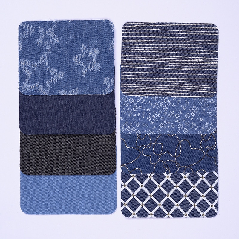 8Pcs Jeans Iron-on Patches Clothes DIY Repair Pants Knee Applique Apparel Self-adhesive Hole Repair Patch