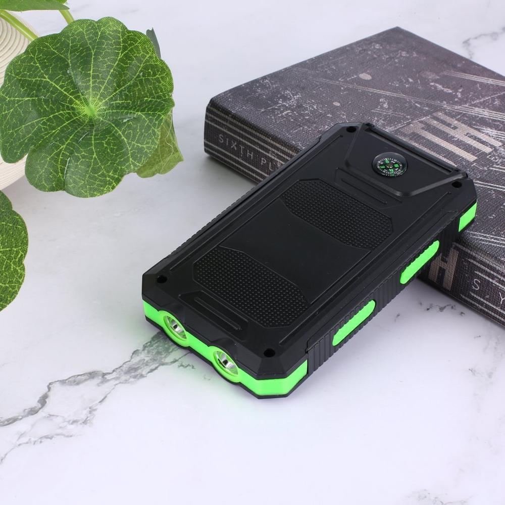 DIY Solar Power Bank Case 2 USB Ports External Charger Powerbank Case for Emergency Outdoor Camping Travel with Compass