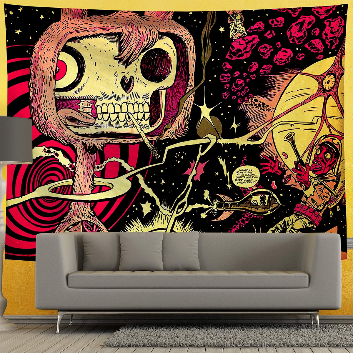 Tapisserie murale psychédélique bohème, tapisserie décorative pour salon, chambre à coucher, décoration d'intérieur, 95 x 73cm