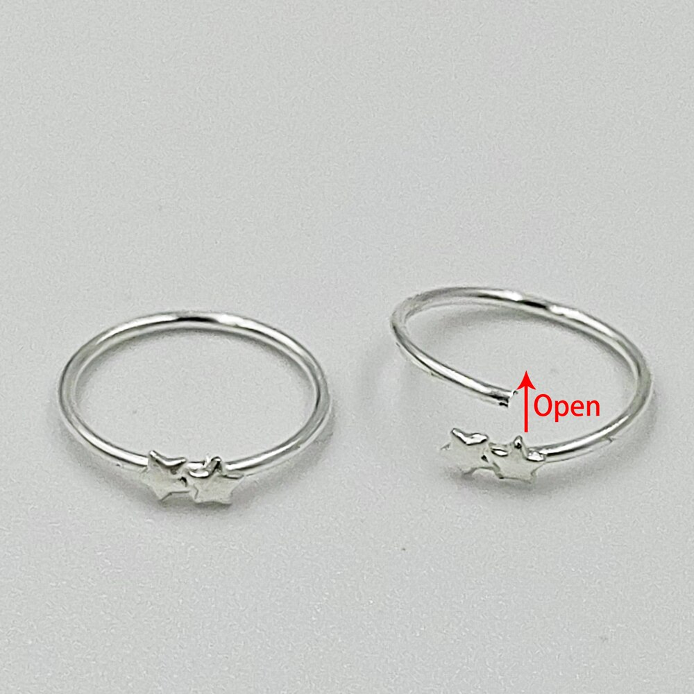 925 Sterling Zilveren Neus Ring Dubbele Stervorm Hoop Nose Ring Piercing Sieraden 20 Stks/partij