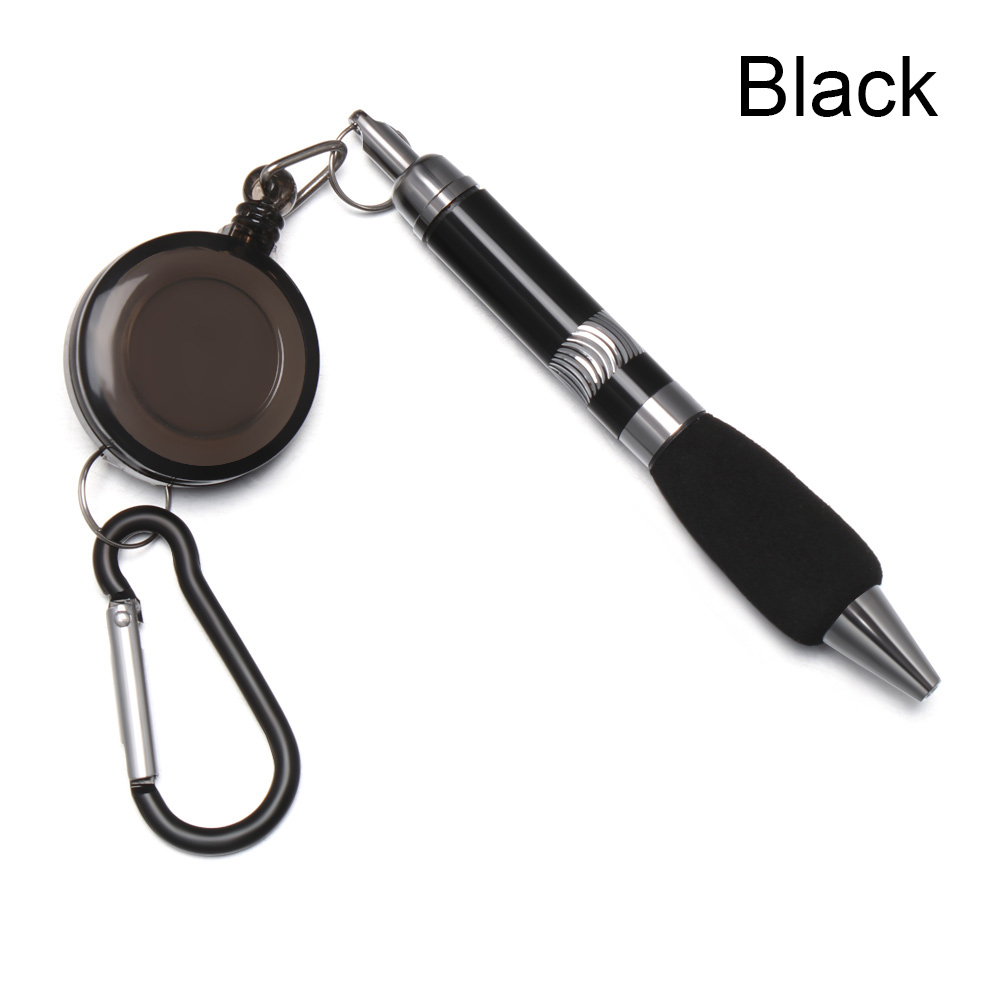 1Pc Metal Retractable Pull Rope Ballpoint Pen Lanyard Key Chain Mountaineering Buckle Stationery Writing Tool School Supplies: WHITE