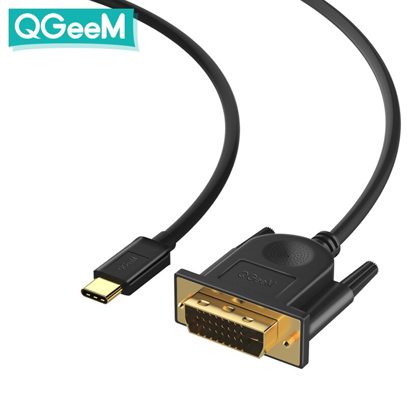 Qgeem usb c til dvi kabel type c til dvi adapter thunderbolt kompatibel til macbook pro, galaxy  s8 note 8, huawei mate 10: 1.2m