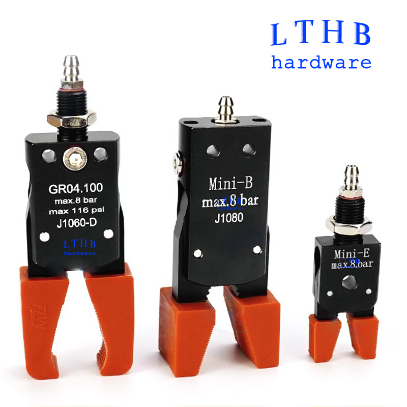 Pneumatic Clamp Manipulator MINI Gripper with Anti Slip Rubber Pad for Injection Molding Grab Water Spout Clip Robot Arm Fixture