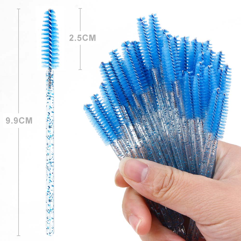 50Pcs Disposable Makeup Brushes Mascara Wands Applicator Eye Lashes Cosmetic Brushes Eyebrow Spoolers Comb Brow Brush Tools