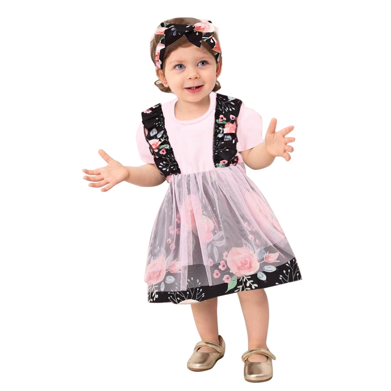 Recién Nacido bebé niñas florales de retales Impresión de burbuja conjunto de vestido de princesa traje de bautismo vestidos de tutú princesa niño niña