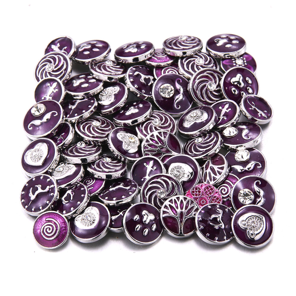 Lot de 10 boutons à pression en métal pour Bracelet, Style, mélange de bijoux, 12mm, strass fleur, Mini boutons pression pour Bracelet: AX164-PR