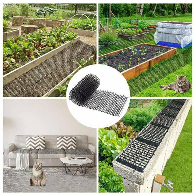2 Meters Cat Scat Mats with Spikes Prickle Strips Anti-Cat Digging Stopper for Garden Protect Plants Flowers SCVD889