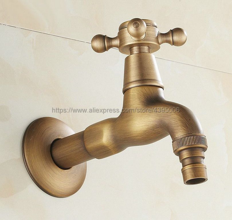 Antique Brass Wall Mount Water Tap Garden Faucet W... – Grandado