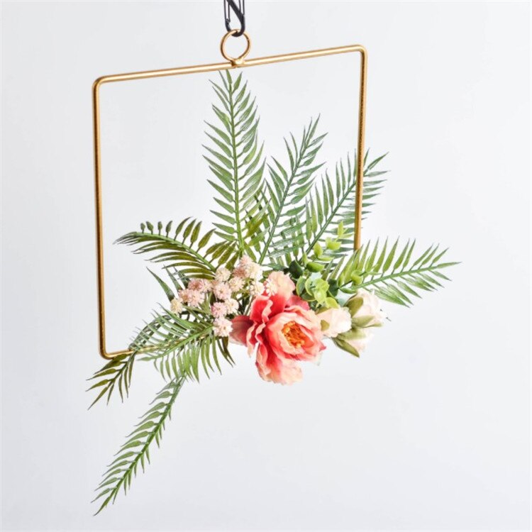 Guld jern metal ring krans krans blomsterkrans bryllup dekoration brud blomster bøjle indretning bondehus dør vægdekoration: B15