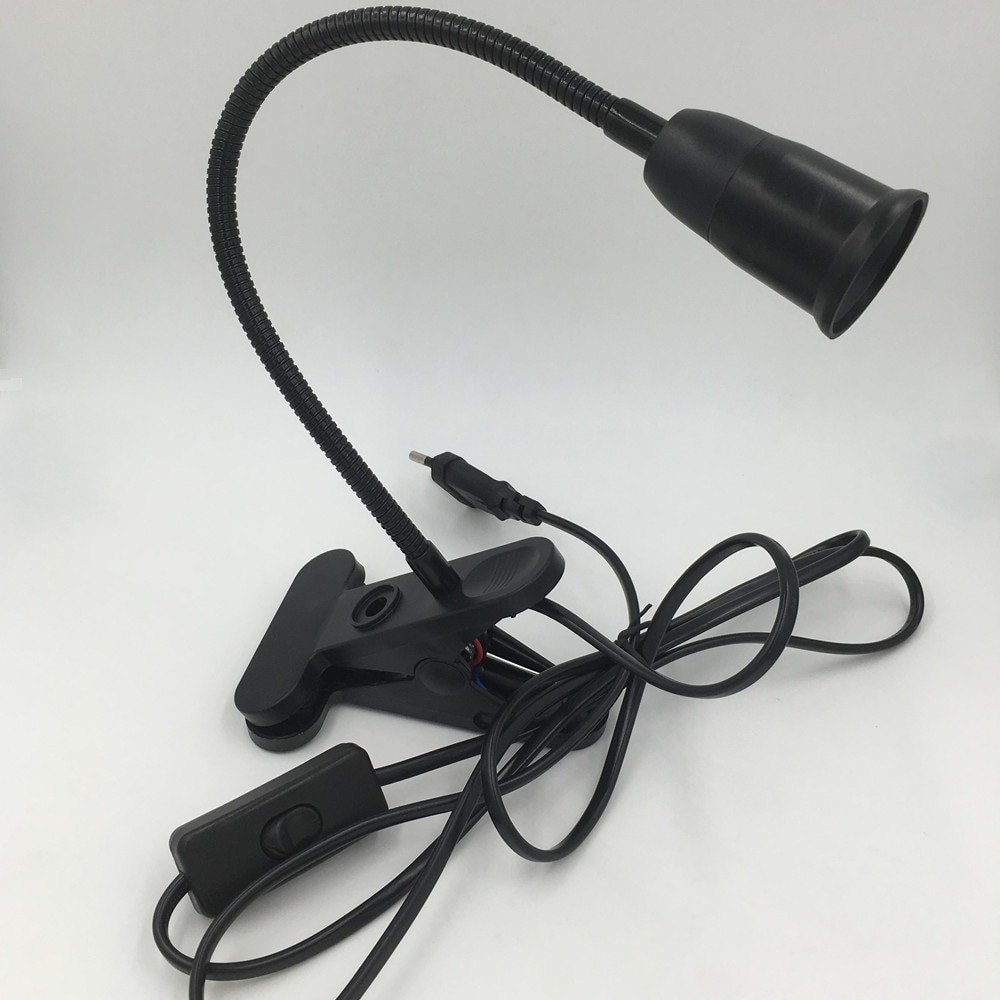 360 grader fleksibel lampeholder klips  e27 sokkel med av/på bryter eu plugg bruk som enkel skrivebordslampe til ledet vokselys  e27 lampe