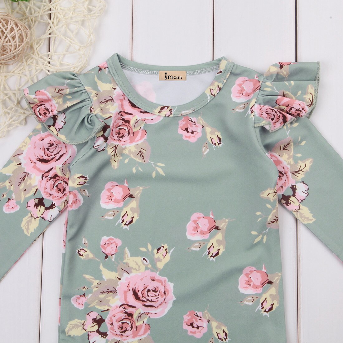 Mono para bebé niña con volantes de manga larga Floral primavera otoño
