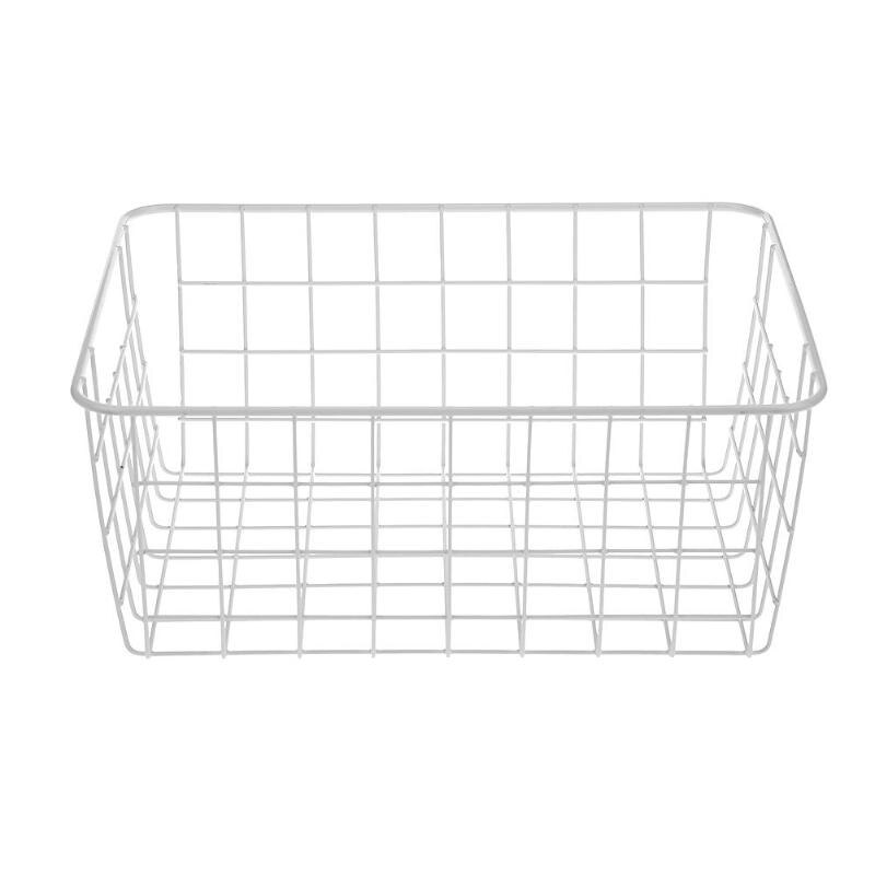 jern Kunst rutenett oppbevaringskurv husholdning stasjonær metall arrangør holder stasjonære bokstøtter lagringsstativer hjem rangement container: Hvit