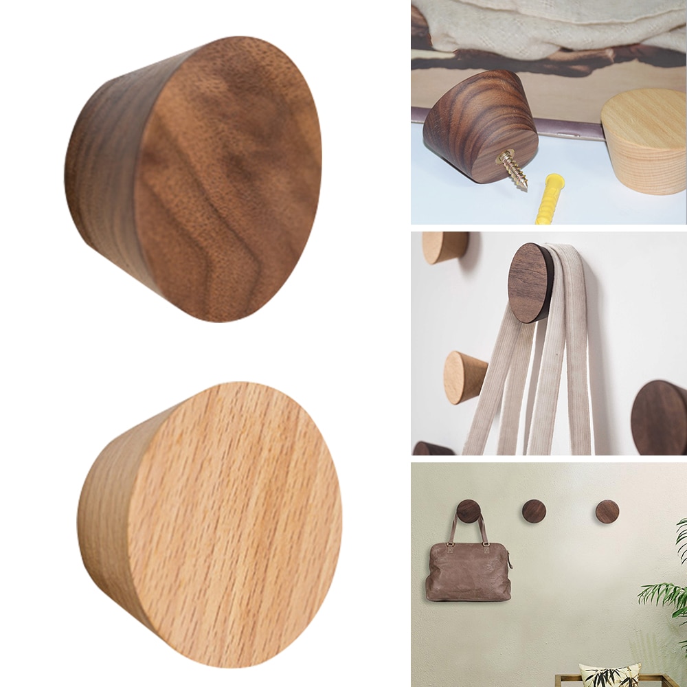 Perchero redondo de madera para decoración de pared, gancho de decoración sin clavos, Perchero de pared de habitación NordicLiving, perchero colgante, decoración de almacenamiento para el hogar