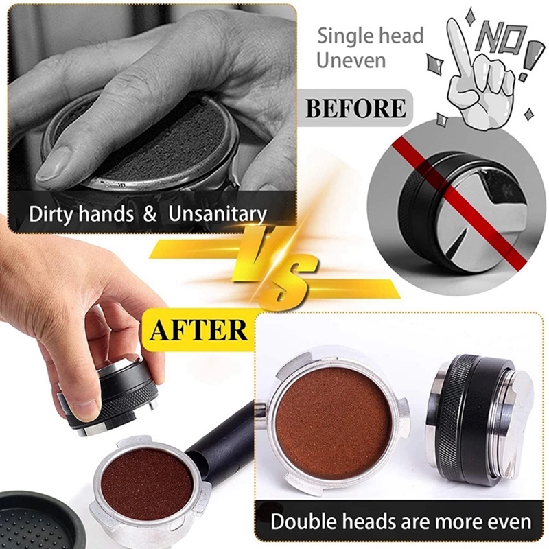 Distribuidor y Tamper de café de 51mm, 51mm para Delonghi dedicada portafiltro con alfombrilla de silicona, profundidad ajustable