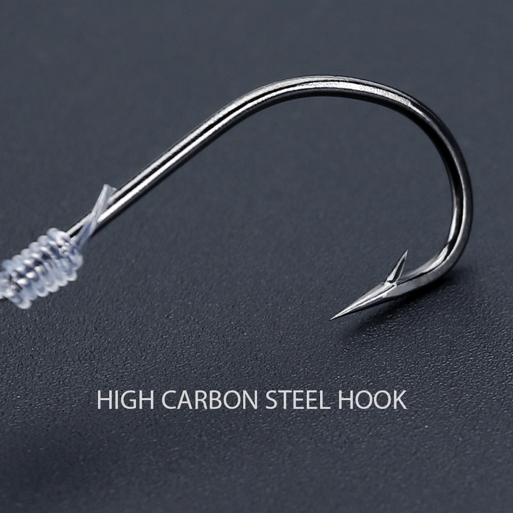 Jackfish 28 st/lot fiskekrok av kolstål med fiskelina med hullingar havsfiskekrokar karpfiskeredskap