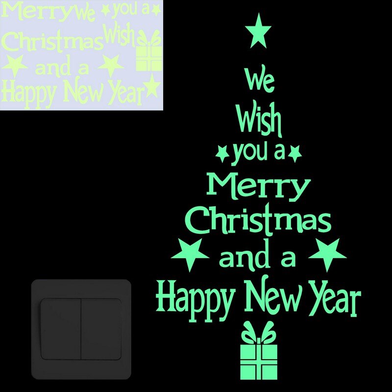 Merry Christmas Tree Glow in the Dark Wall Stickers Happy Year Shop Window Home Decor Switch DIY Decoration Luminous Sticker: YG