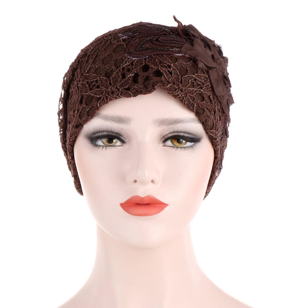 Women Flower Lace Bonnet Caps Muslim Underscarf Ladies Beanie Hat Hair Loss Chemo Cap Islamic Headwear Turbante Mujer