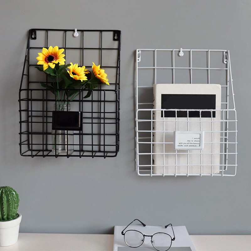 Documents storage wall Wire Shelf Hanging Folder Mail Document Organizer Newspaper Magazine Storage Shelf Wall Shelves