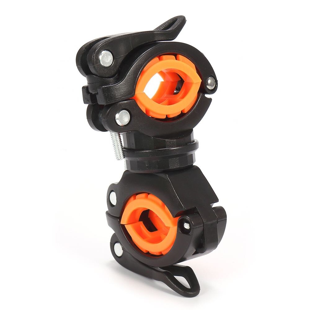 Alonefire 360 graders rotation cykellommelygteholder cykellygte lommelygte mount led hoved front lygte holder clip mount: Sort og orange