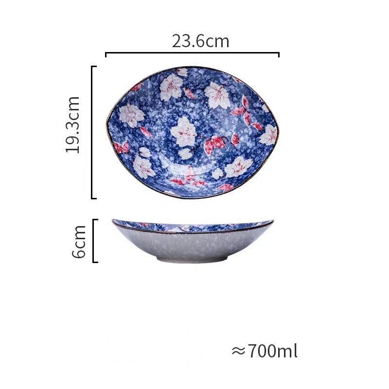 Japanse postorale keramische westerse borden visbord schotel rijst soep kom lepel set sushi servies: 9.2 inch scheepsplaat