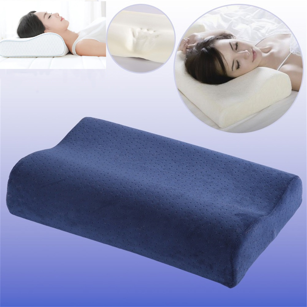 Almohada ortopédica grande de algodón para dormir, cojín de espuma viscoelástica de lujo para la cabeza, cuello, espalda y hombros, soporte para el dolor, respiración y cama: Azul