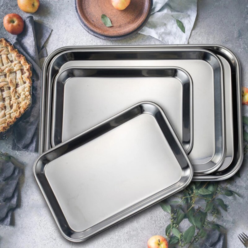 Bandeja Rectangular antiadherente para hornear, horno de acero inoxidable, utensilios para pasteles