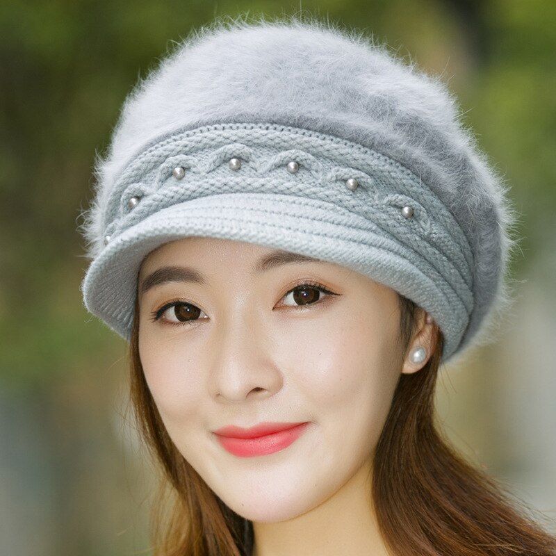 Gorro de punto para mujer, gorro cálido de lana, para invierno,: 5