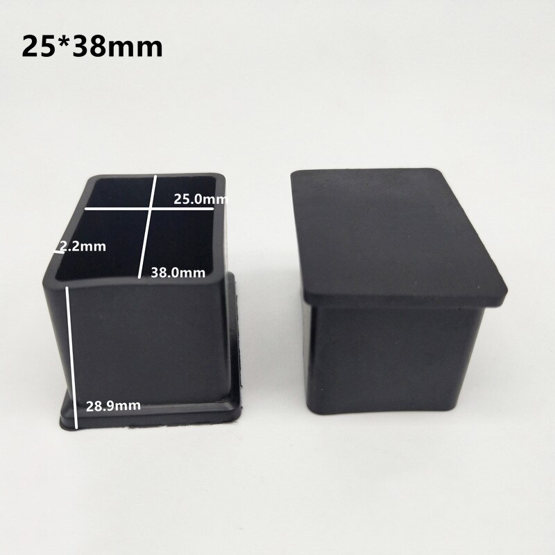 4/8Pcs Square Rubber Chair Leg Caps Non-slip Furniture Table Legs Cover Floor Protector Rubber Feet Pads Furniture leveling Feet: 4PCS 25mm X 38mm