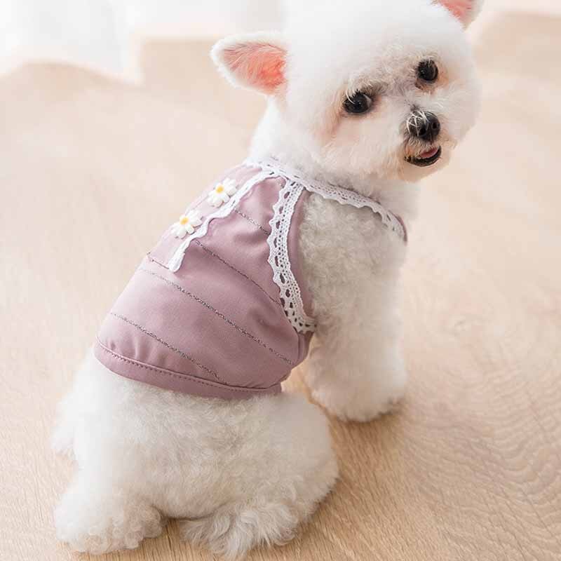 Chien été mince fleur respirant petit fronde chat coréen gilet mignon chat petit chien vêtements pour animaux de compagnie