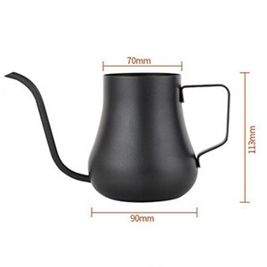 300 550ml Stainless Steel Gooseneck Drip Kettle Non-stick Coating Coffee Pot Swan Neck Drip Coffee Tea Pot Coating: Black 550ml