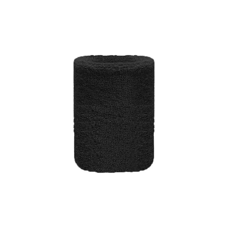 Muñequeras deportivas de toalla, bandas para el sudor de tenis, protector de muñeca para baloncesto, voleibol, pádel, Fitness, envoltura de muñeca, puño, 1 unidad: Negro